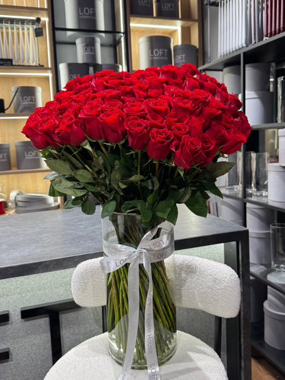 Red Roses + Vase