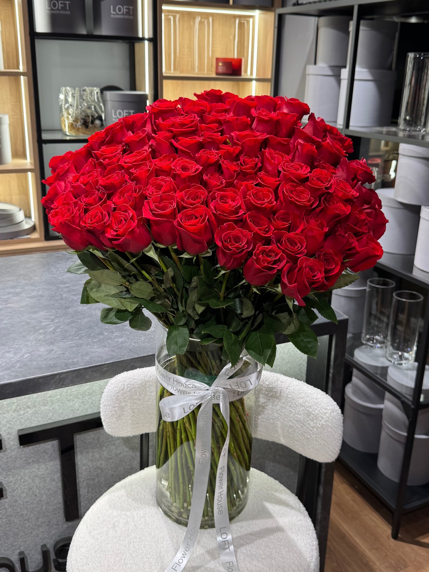 Red Roses + Vase