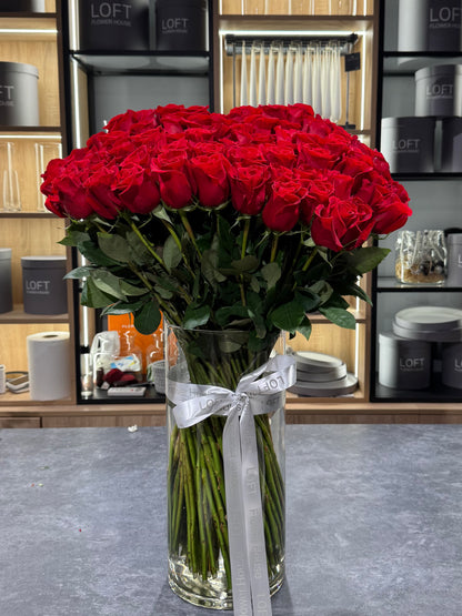 Red Roses + Vase