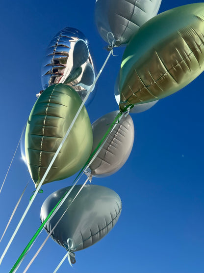 Helium Heart Balloons - Green & Blue Set