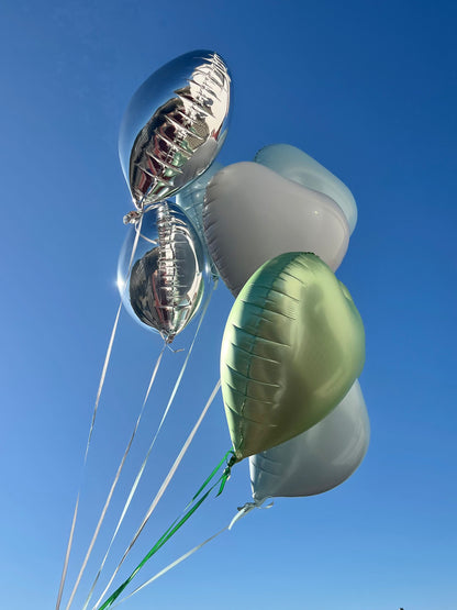 Helium Heart Balloons - Green & Blue Set