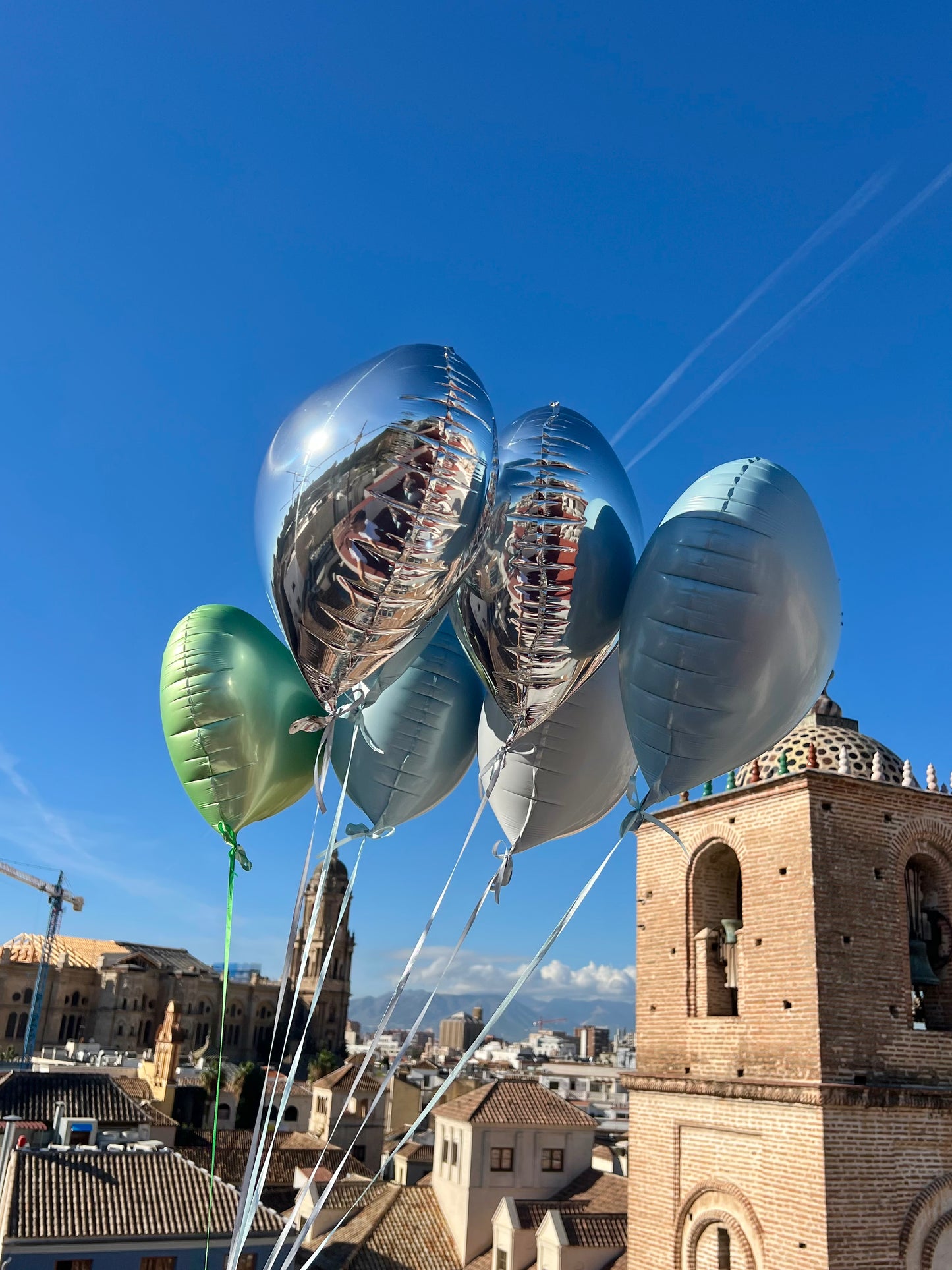 Helium Heart Balloons - Green & Blue Set