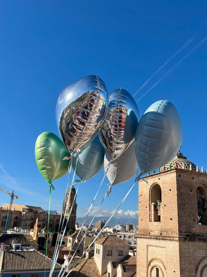 Helium Heart Balloons - Green & Blue Set