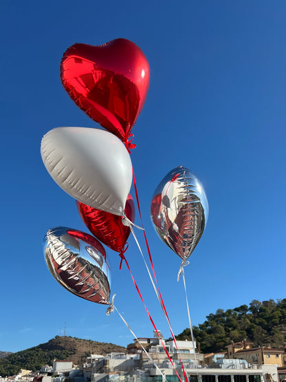 Helium Heart Balloons - Red & White Set