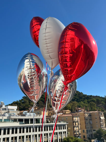 Helium Heart Balloons - Red & White Set