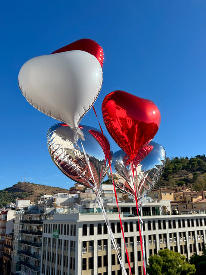 Helium Heart Balloons - Red & White Set