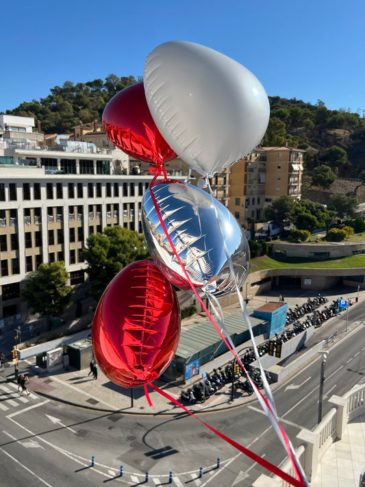 Helium Heart Balloons - Red & White Set
